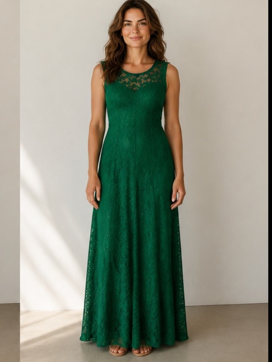 Miusol Dresses & Skirts - MIUSOL Emerald Green Floral Lace Maxi Dress Size M | Low Back Formal Gown